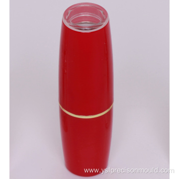 Red plastic cosmetic bottles